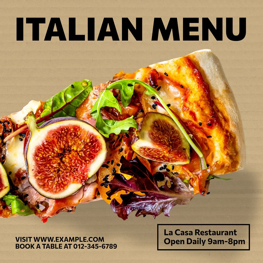 Italian food menu Instagram post template, editable text