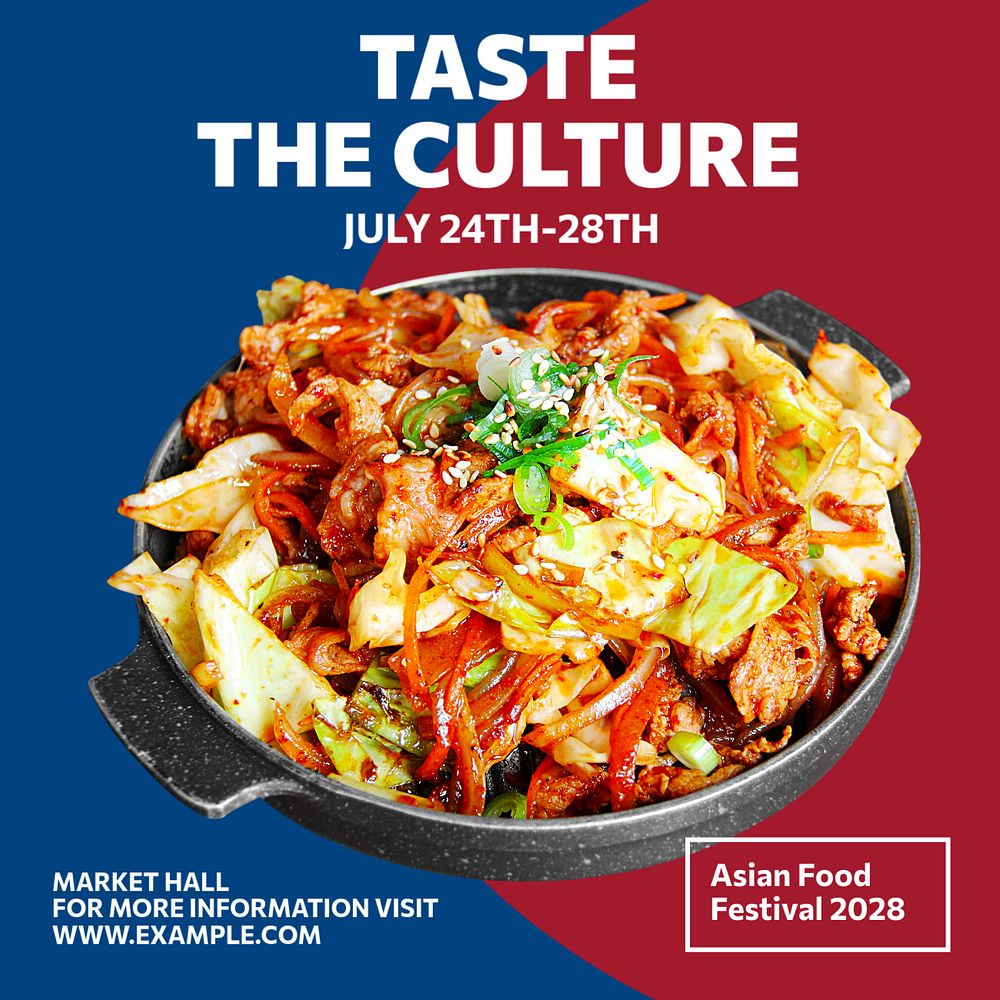 Food festival Instagram post template, editable text