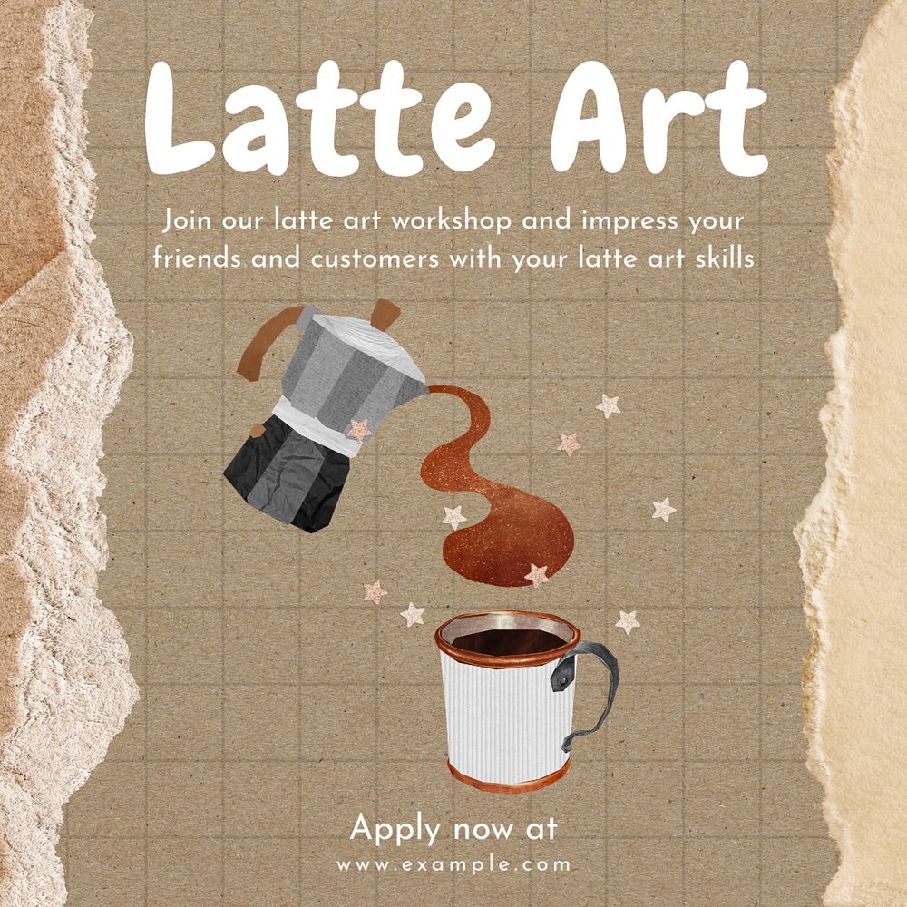 Latte art Instagram post template, editable text