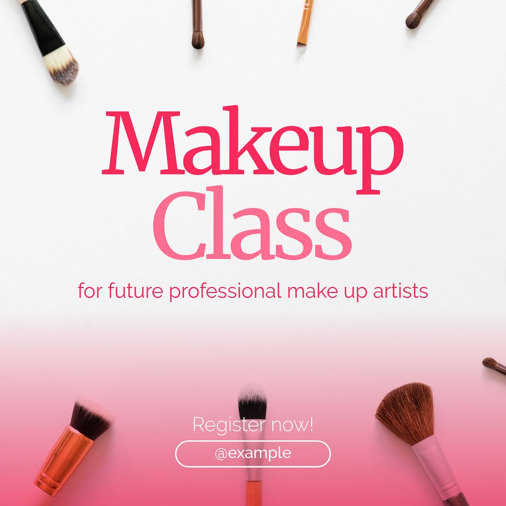 Makeup class Instagram post template, editable text