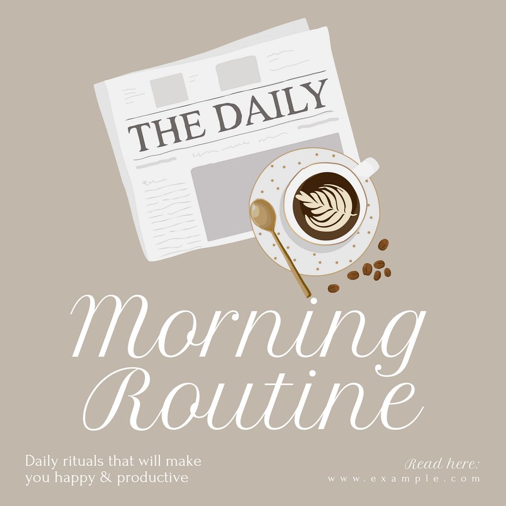 Morning routine Instagram post template, editable text