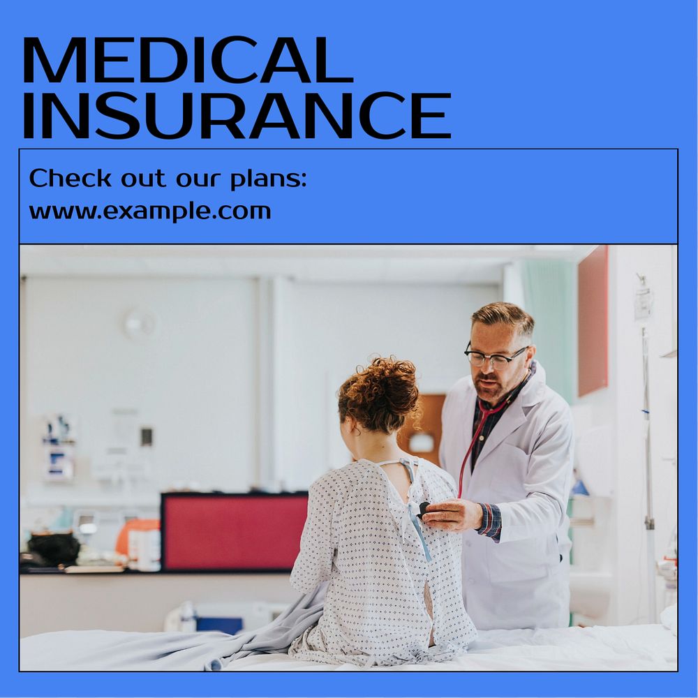 Medical insurance Instagram post template, editable text