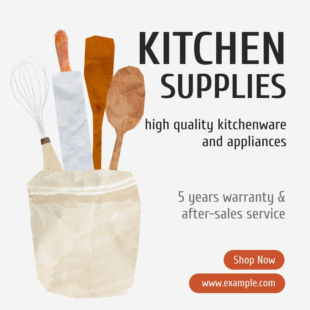 Kitchen supplies Instagram post template, editable text