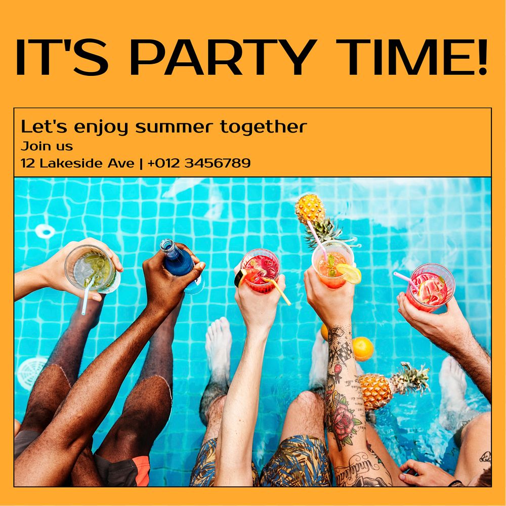 Party time Instagram post template, editable text