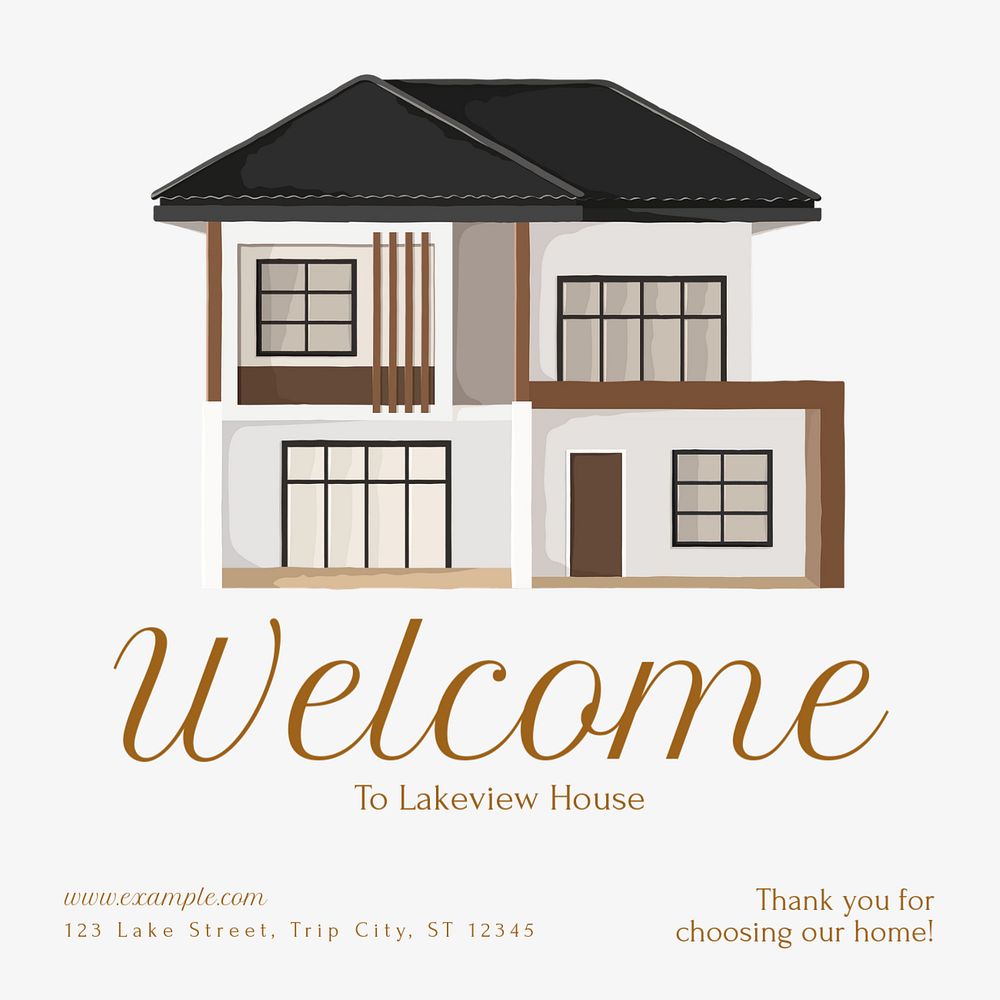 Welcome card Instagram post template, editable text