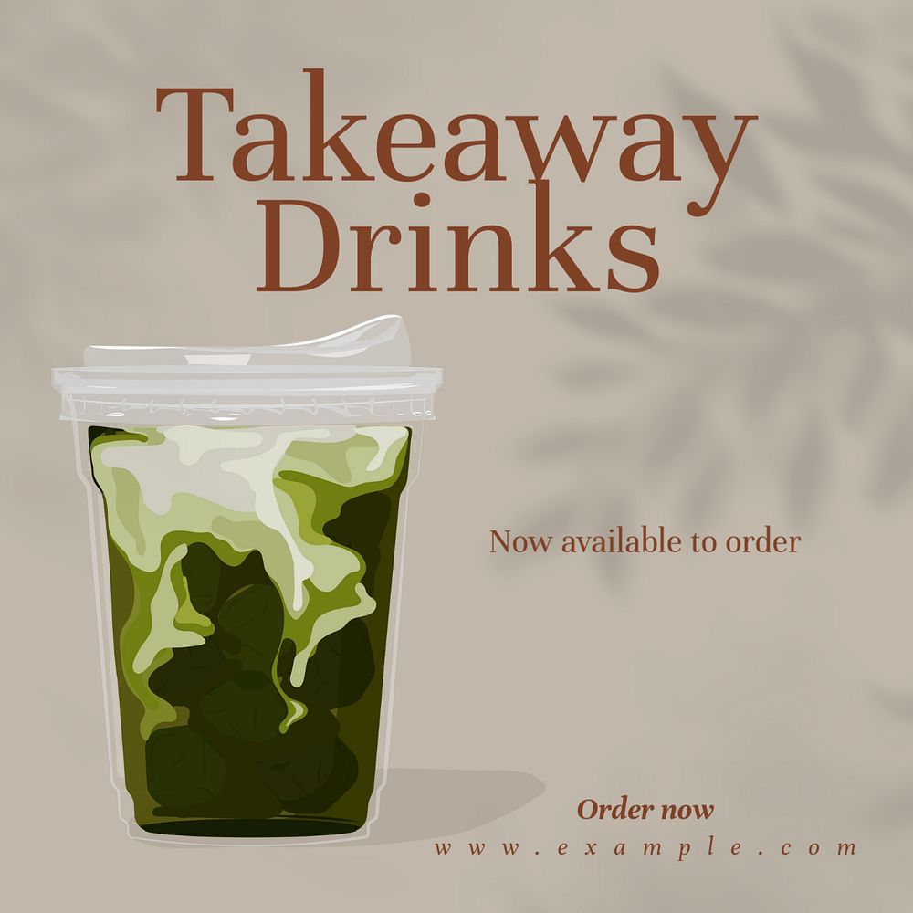 Takeaway drinks Instagram post template, editable text