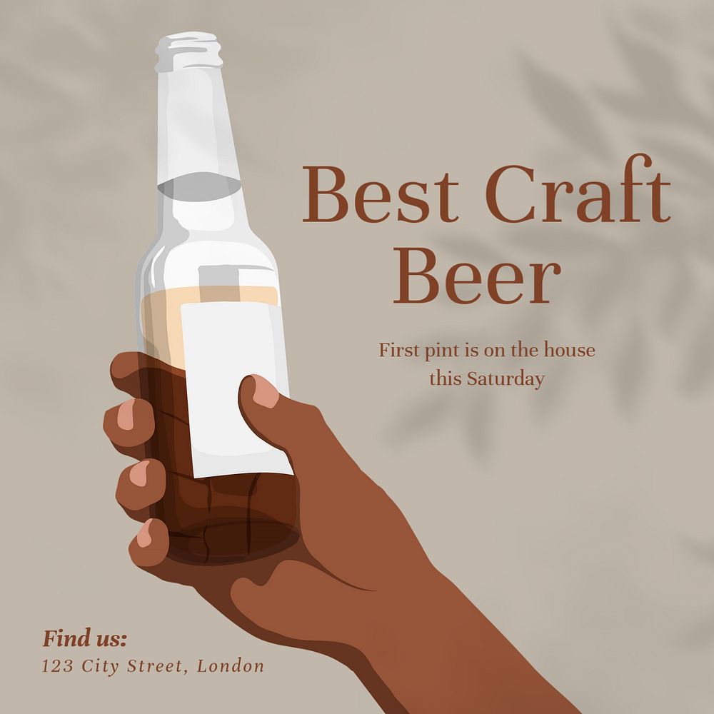 Beer Instagram post template, editable text