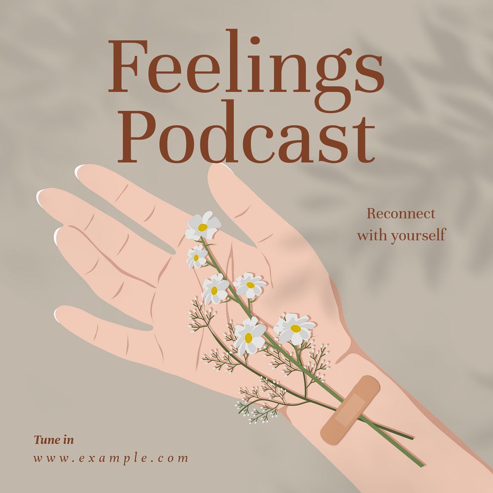 Feelings podcast Instagram post template, editable text