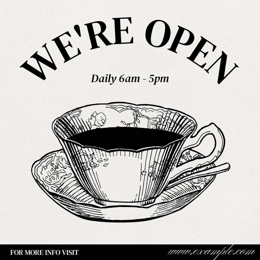 We're open Instagram post template, editable text