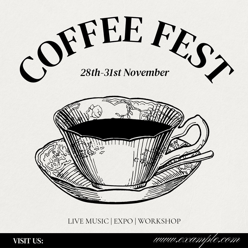 Coffee festival Instagram post template, editable text