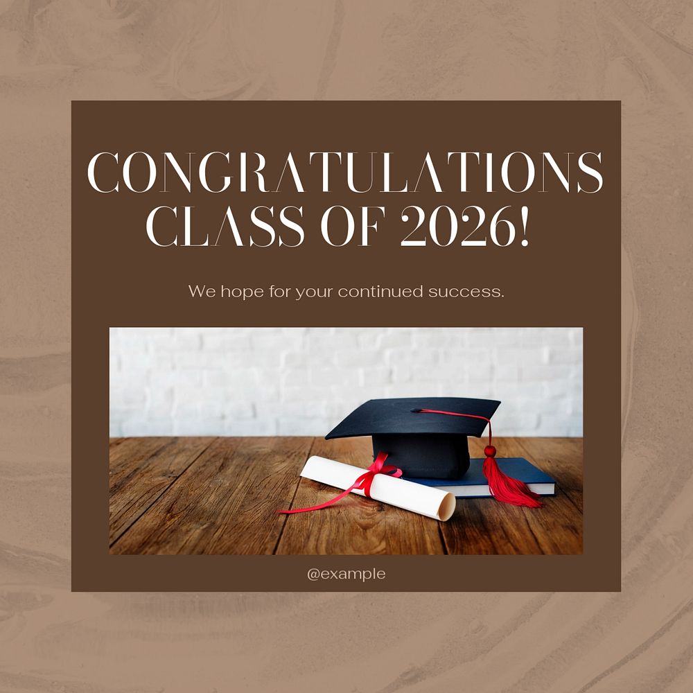 Graduation message Instagram post template, editable text