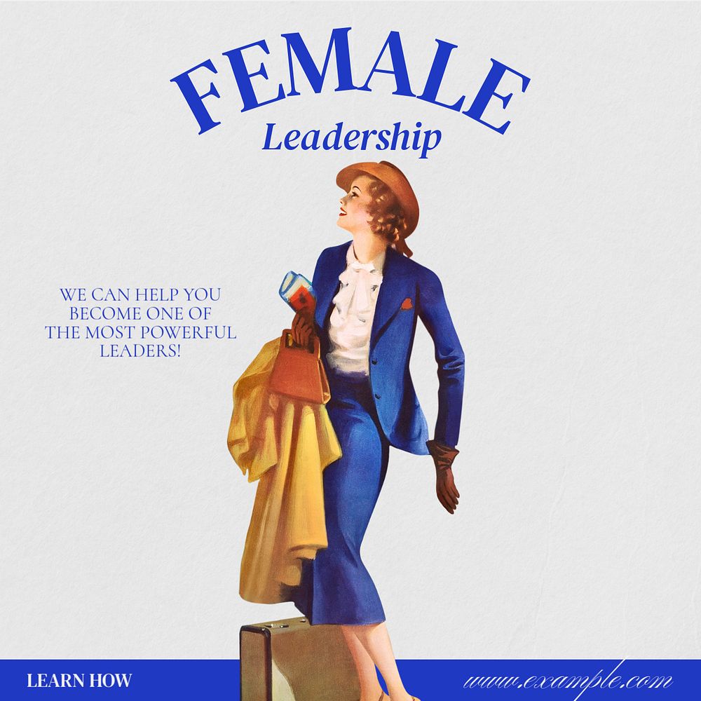 Female leadership Instagram post template, editable text