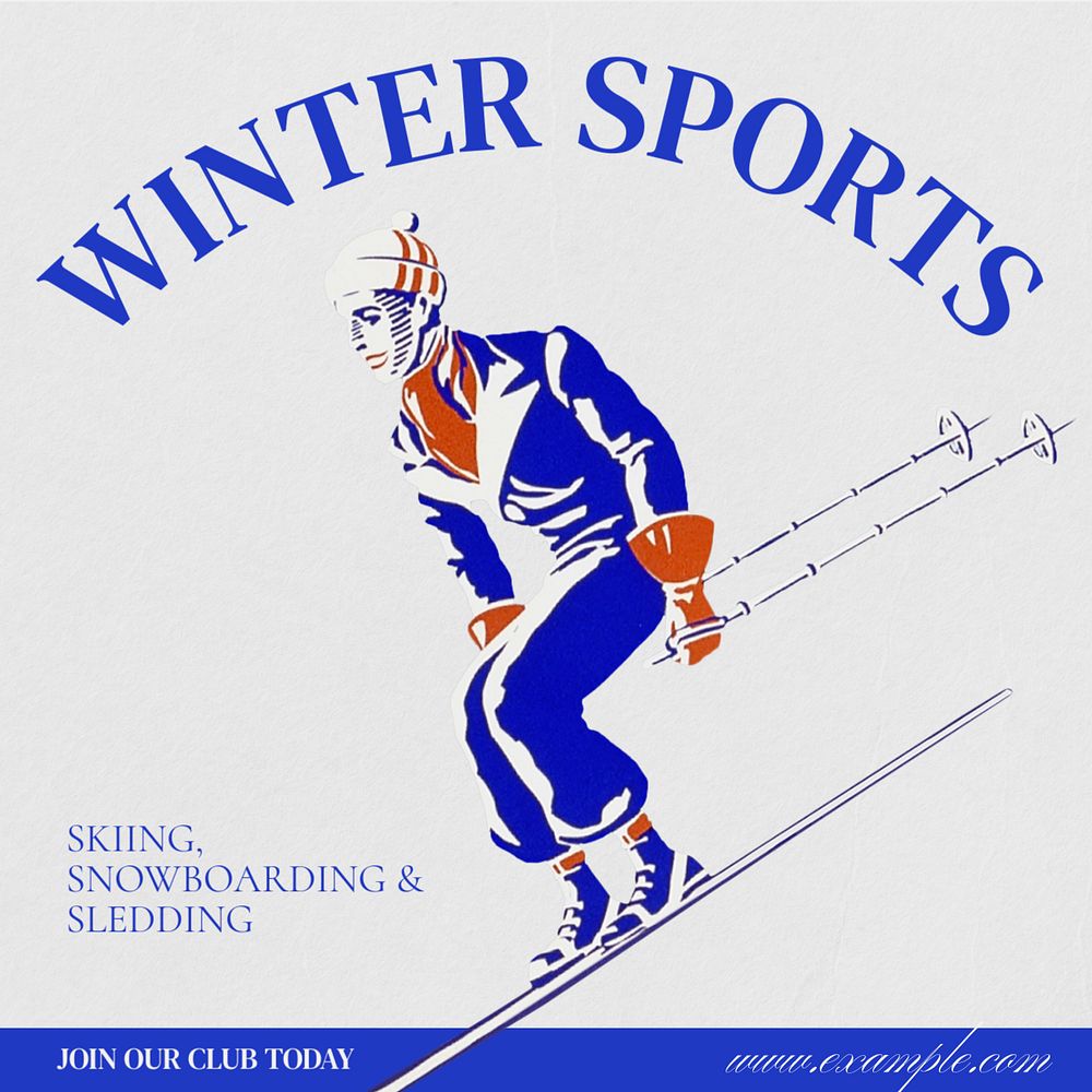 Winter sports Instagram post template, editable text