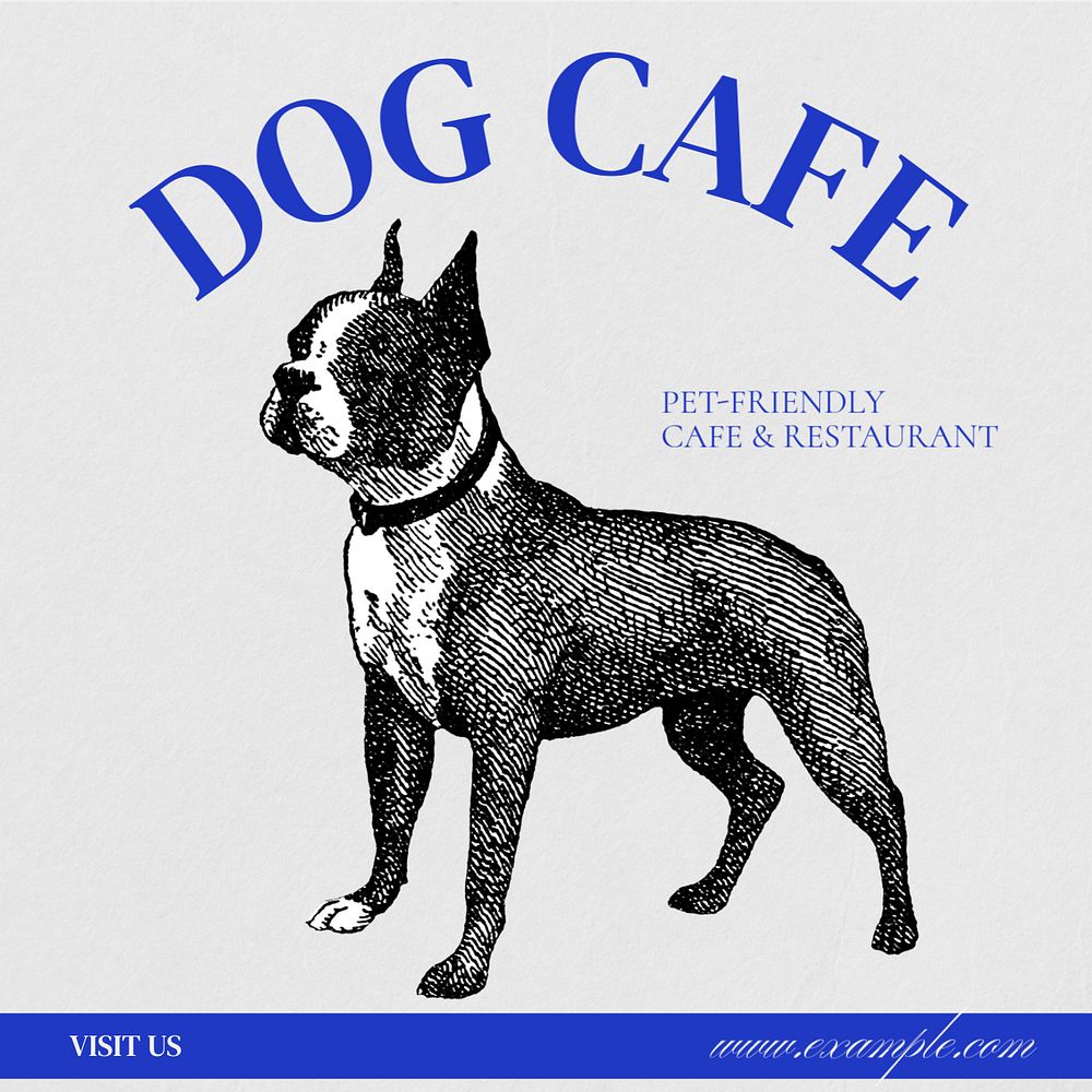 Dog cafe Instagram post template, editable text