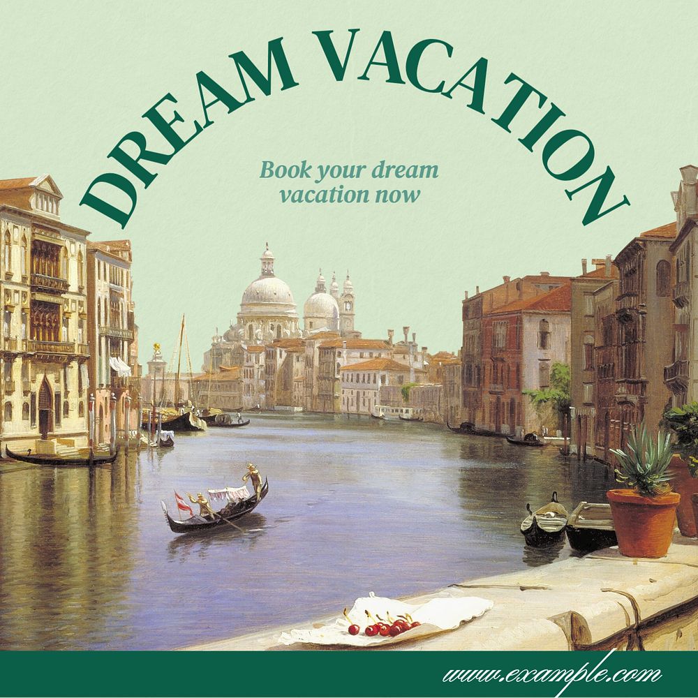 Dream vacation Instagram post template, editable text