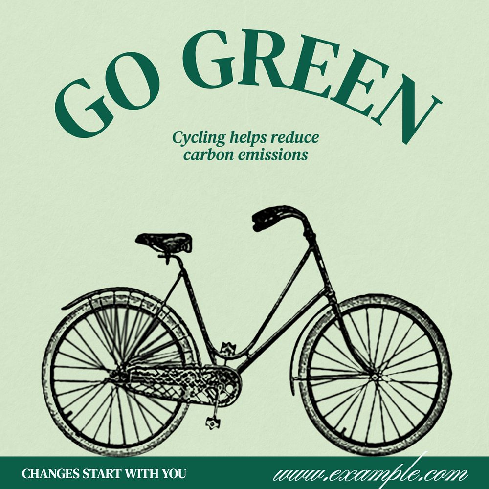 Go green Instagram post template, editable text