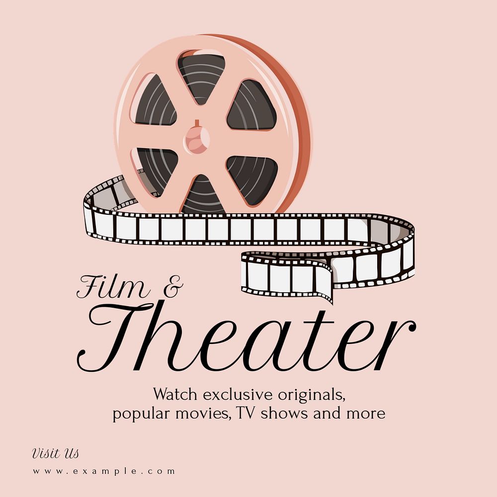 Film & theater Instagram post template, editable text