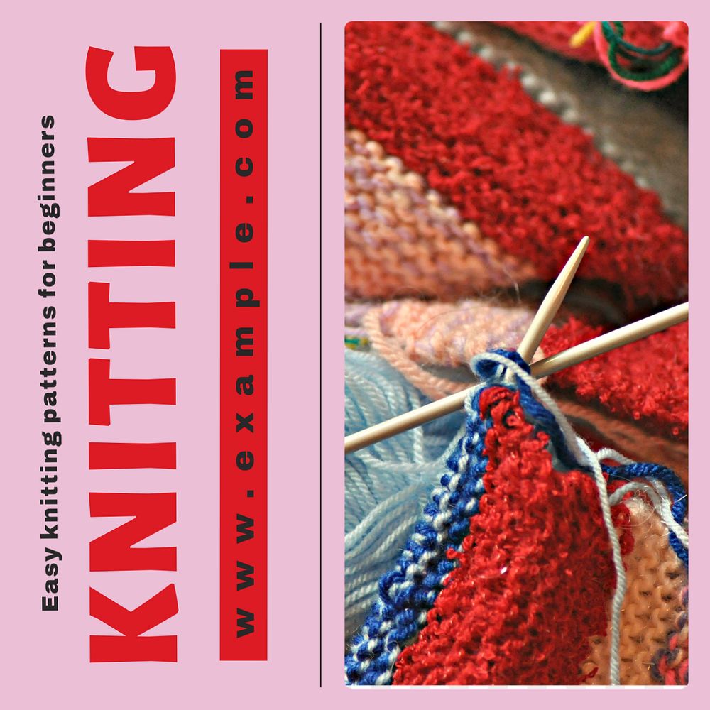 Knitting Instagram post template, editable text