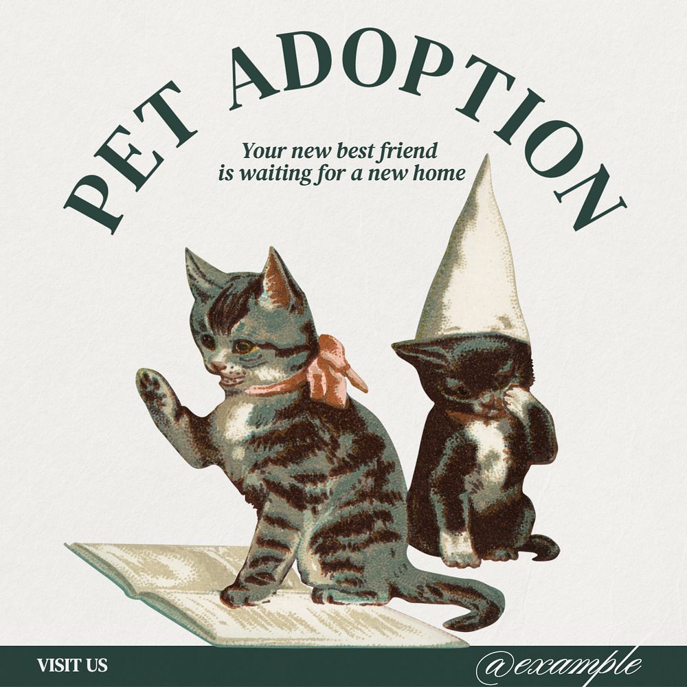 Pet adoption Instagram post template, editable text