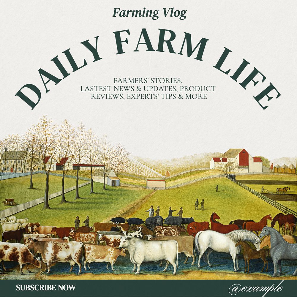 Farming vlog Instagram post template, editable text