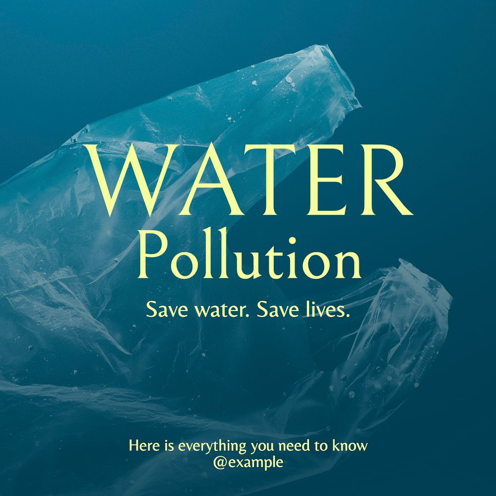 Water pollution Instagram post template, editable text