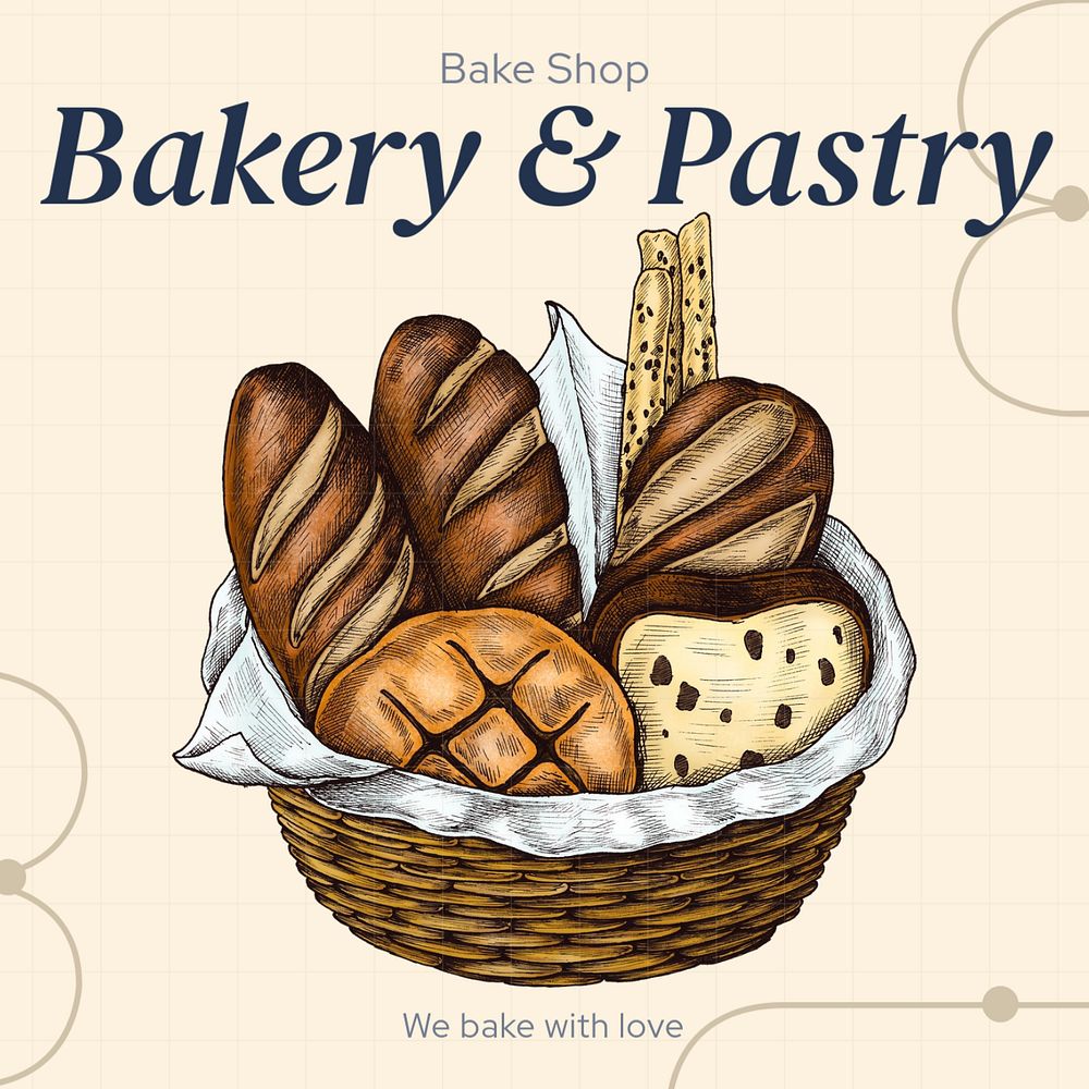 Bakery & pastry Instagram post template, editable text