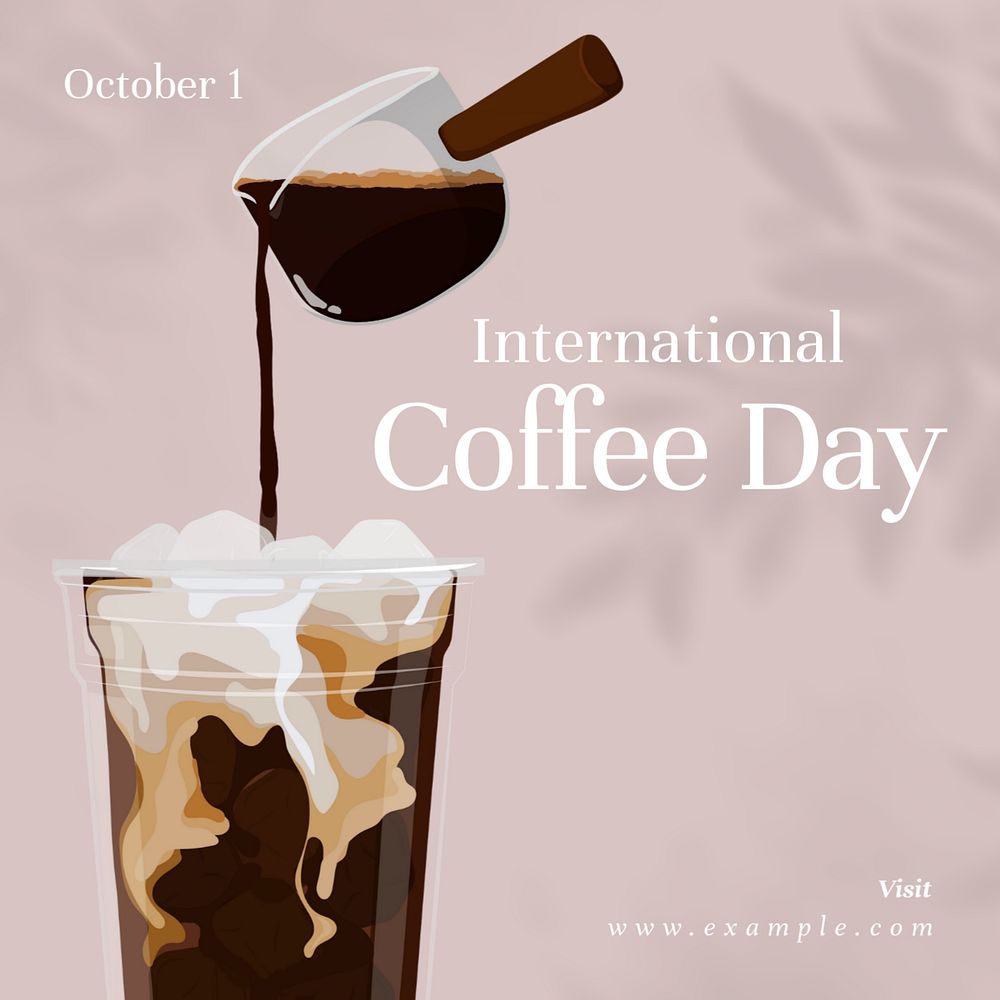 International coffee day Instagram post template, editable text