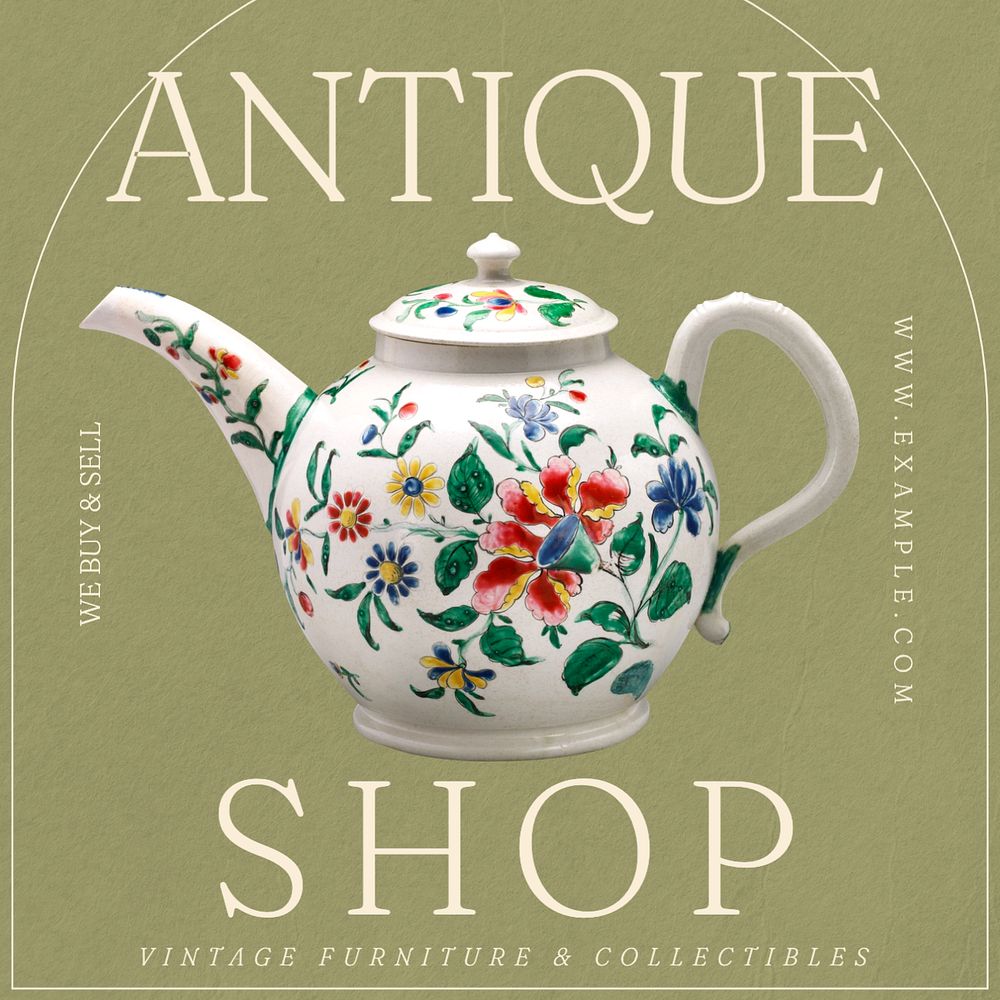 Antique shop Instagram post template, editable text