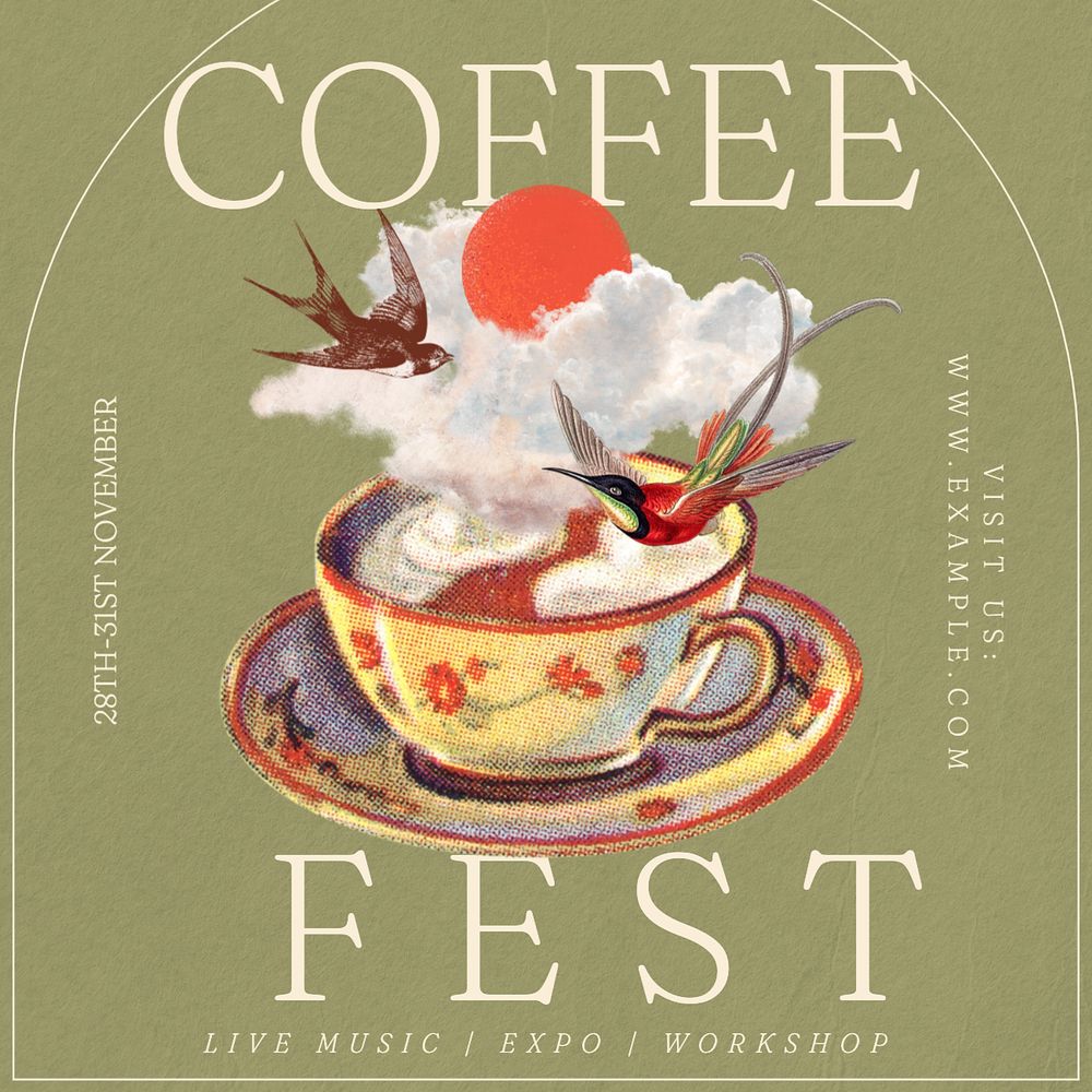 Coffee festival Instagram post template, editable text