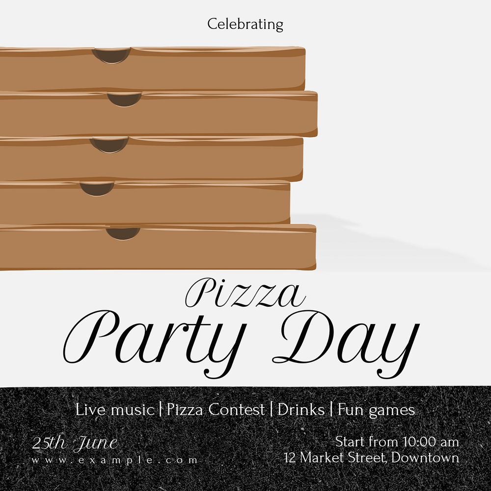 Pizza celebration Instagram post template, editable text