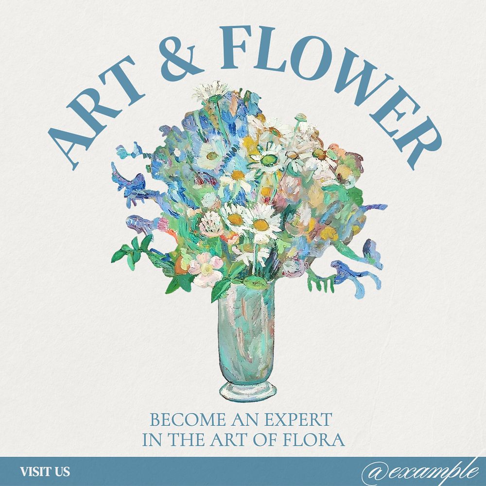 Art & flower Instagram post template, editable text