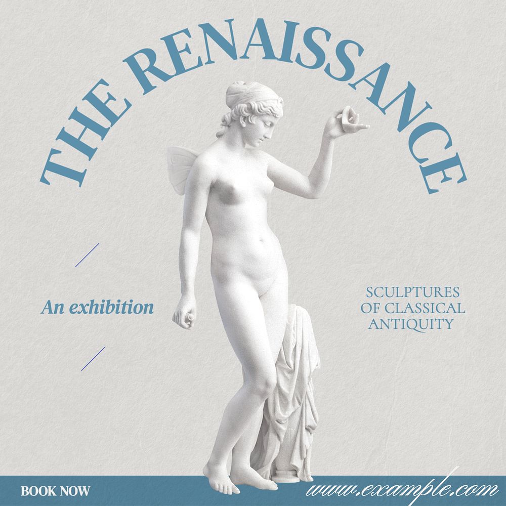 Renaissance exhibition Instagram post template, editable text