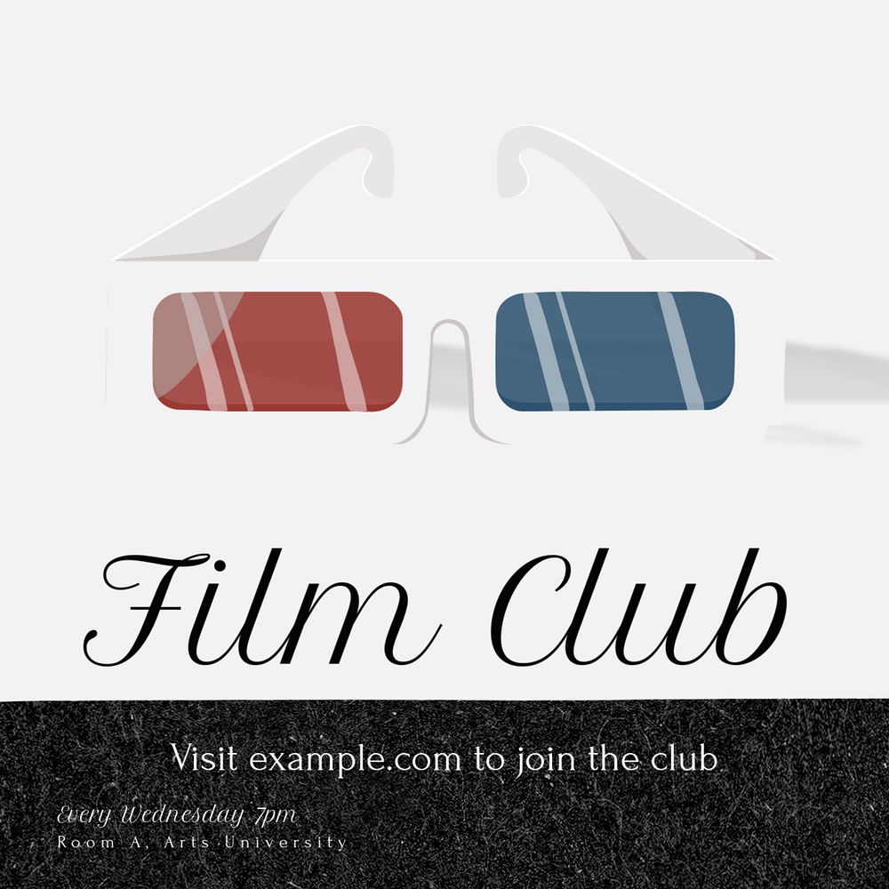 Film club Instagram post template, editable text