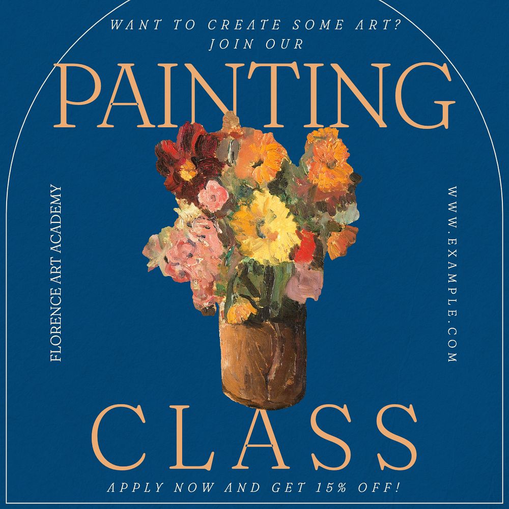 Painting class Instagram post template, editable text