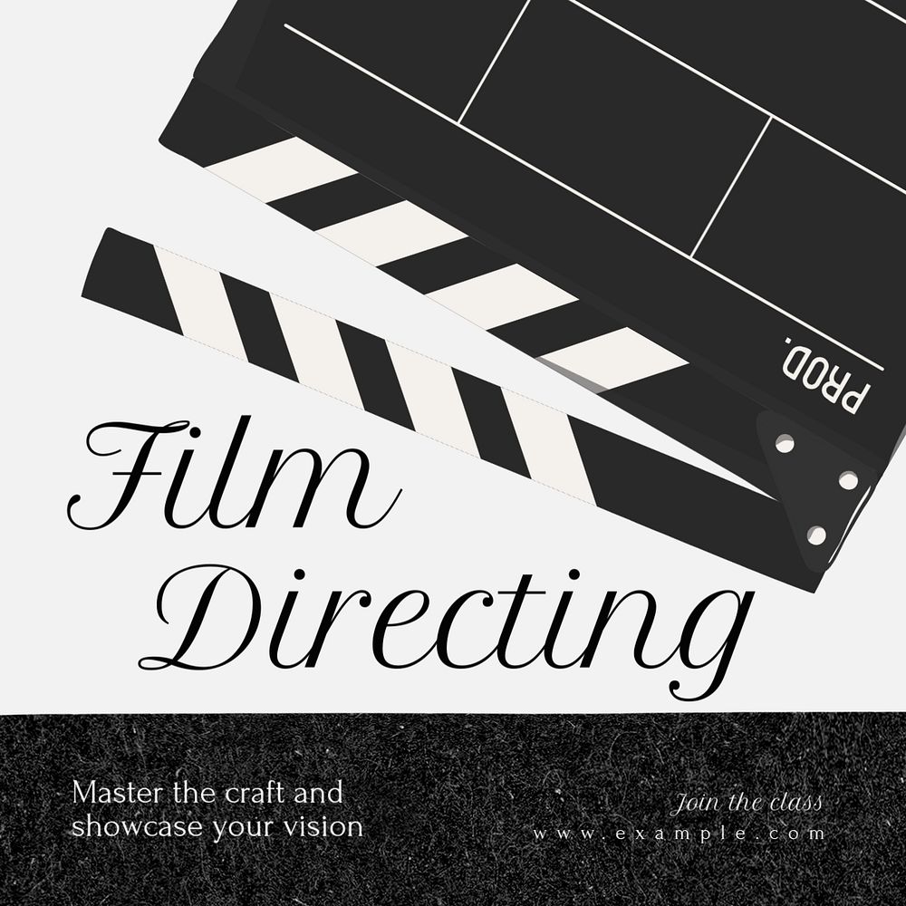 Film directing class Instagram post template, editable text