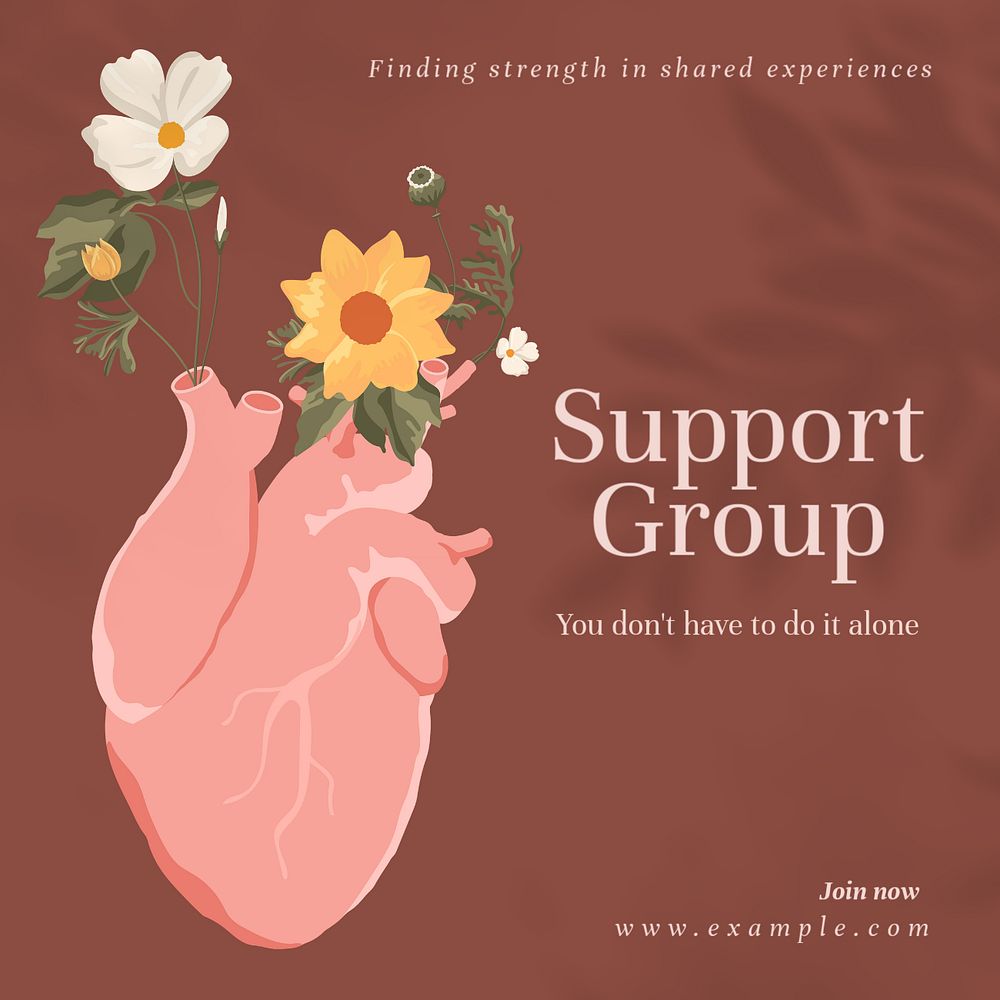 Support group Instagram post template, editable text