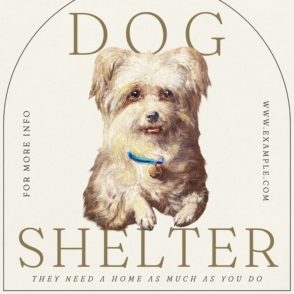 Dog shelter Instagram post template, editable text