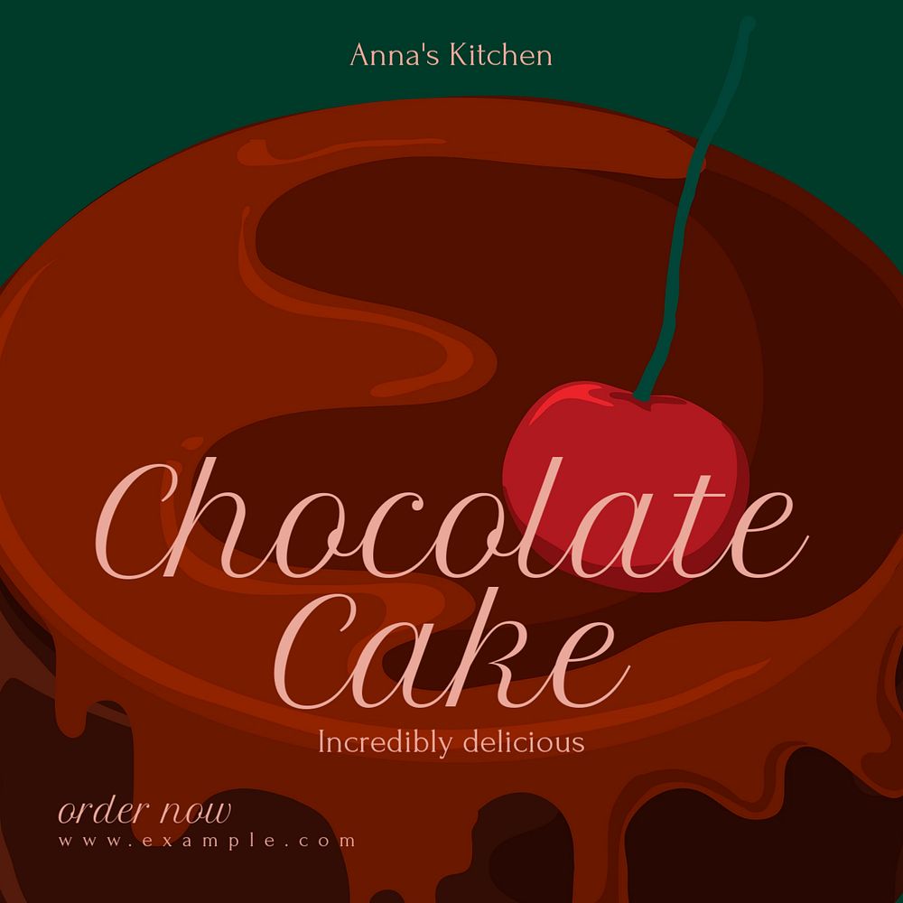 Chocolate cake Instagram post template, editable text