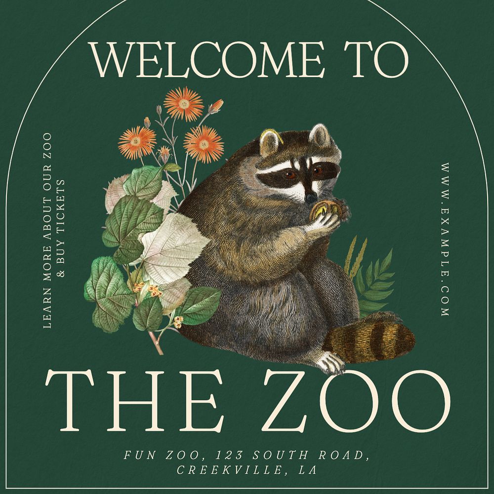 Zoo Instagram post template, editable text