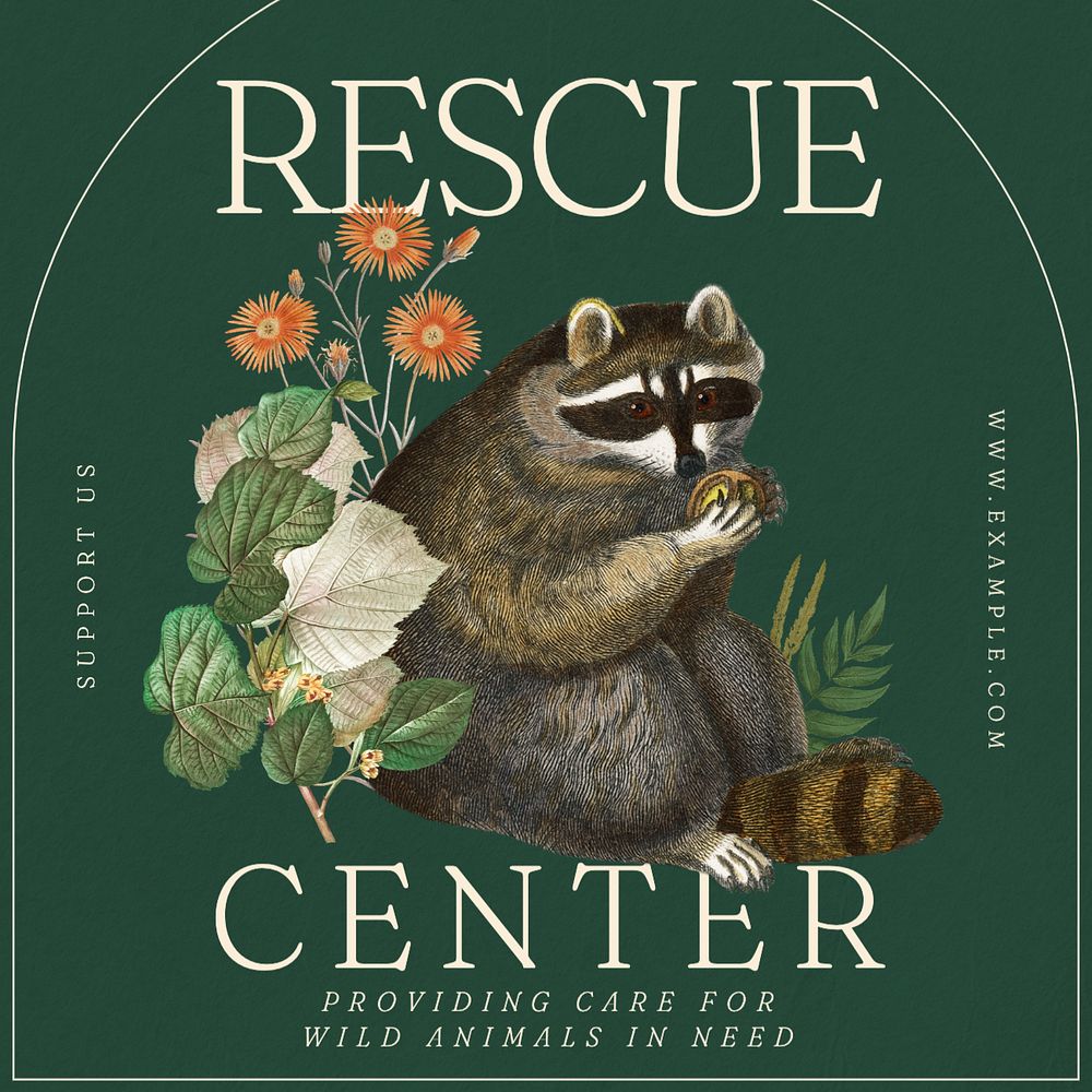 Rescue center Instagram post template, editable text