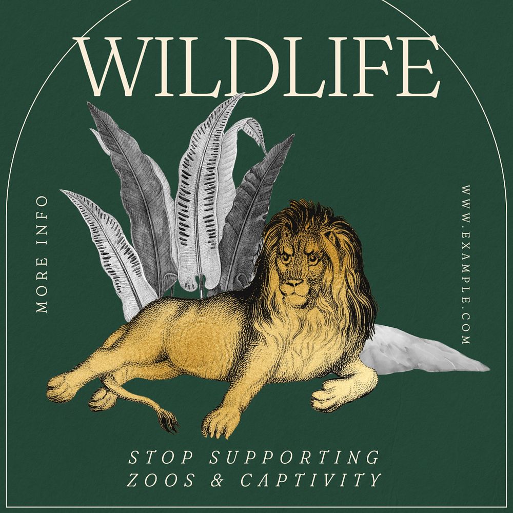 Stop wildlife captivity Instagram post template, editable text