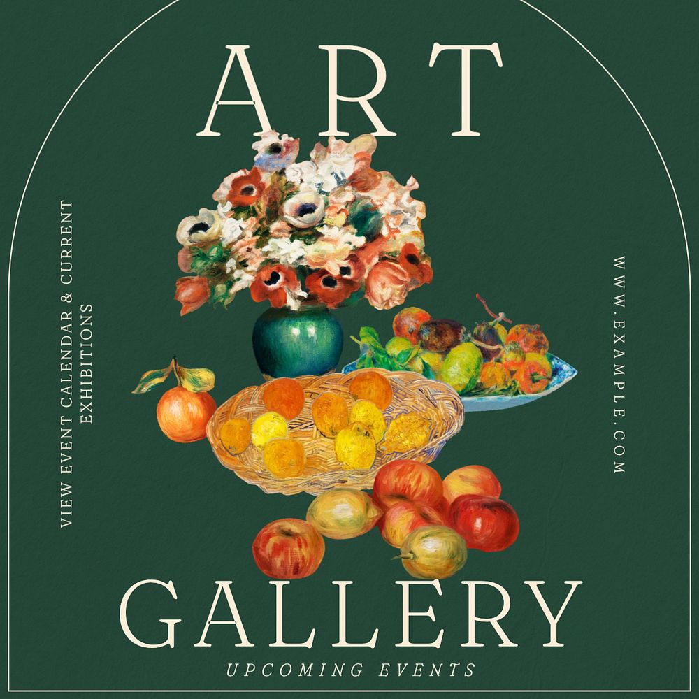 Art gallery events Instagram post template, editable text