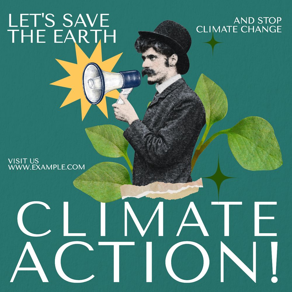 Climate action Instagram post template, editable text