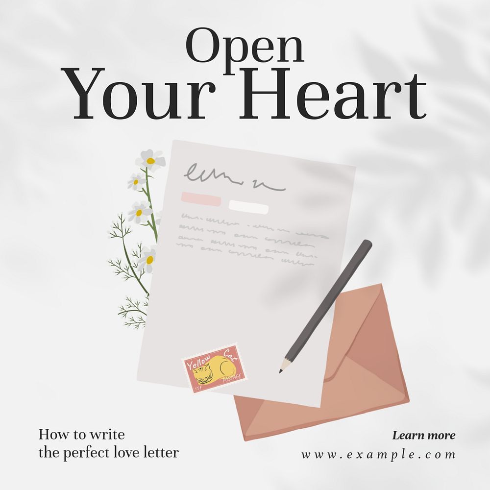 Love letter Instagram post template, editable text