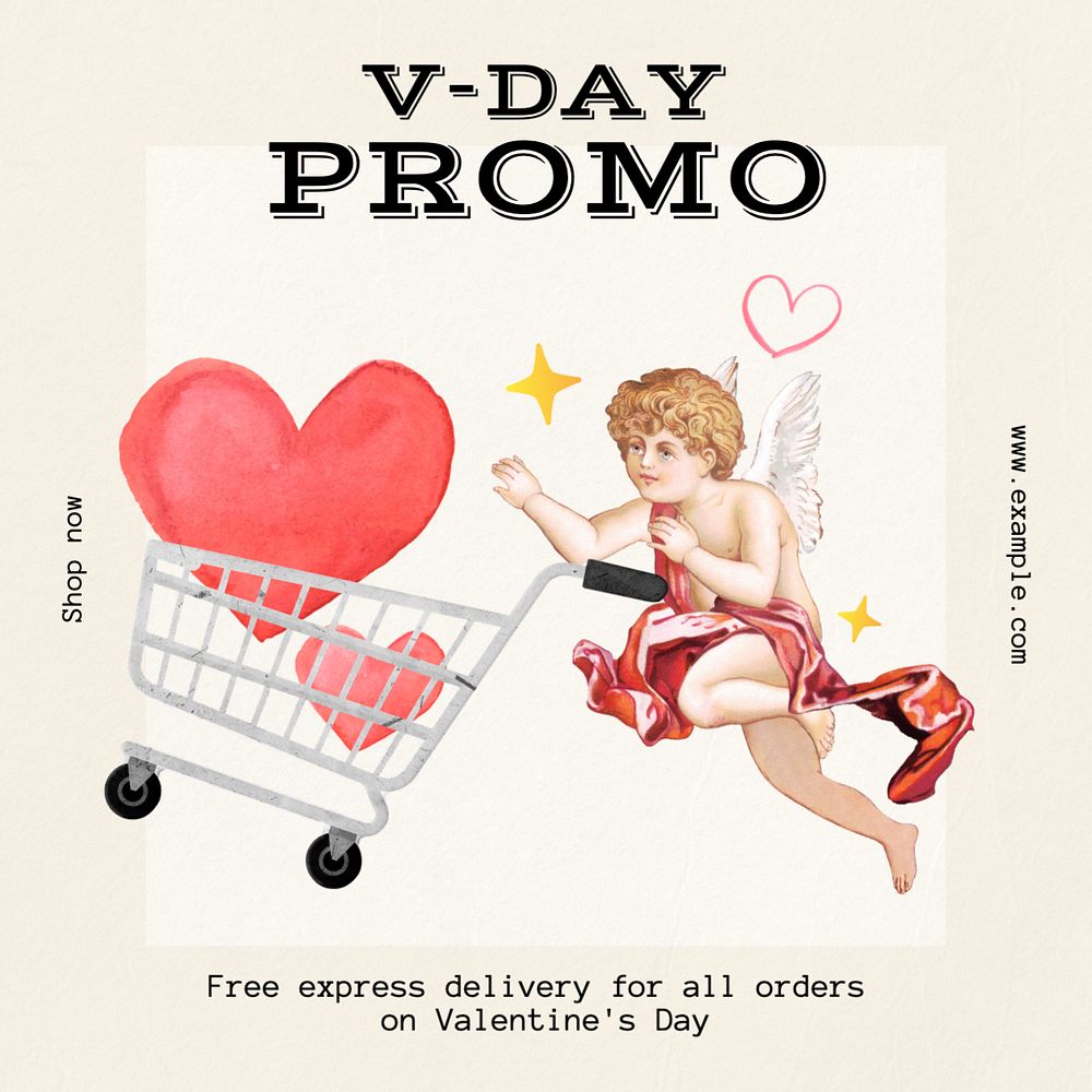 V-day promo Instagram post template, editable text