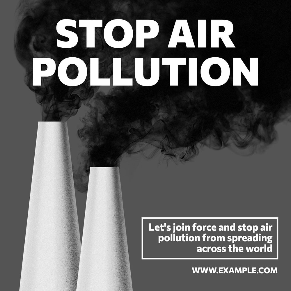 Stop air pollution Instagram post template, editable text