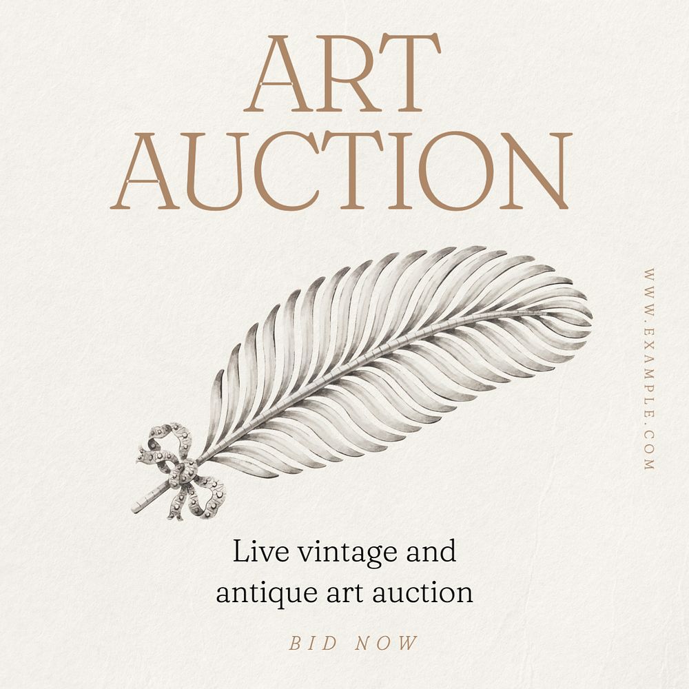 Art auction Instagram post template, editable text