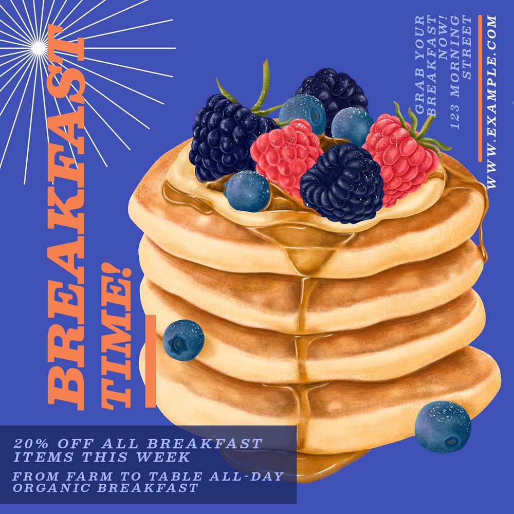 All-day breakfast Instagram post template, editable text