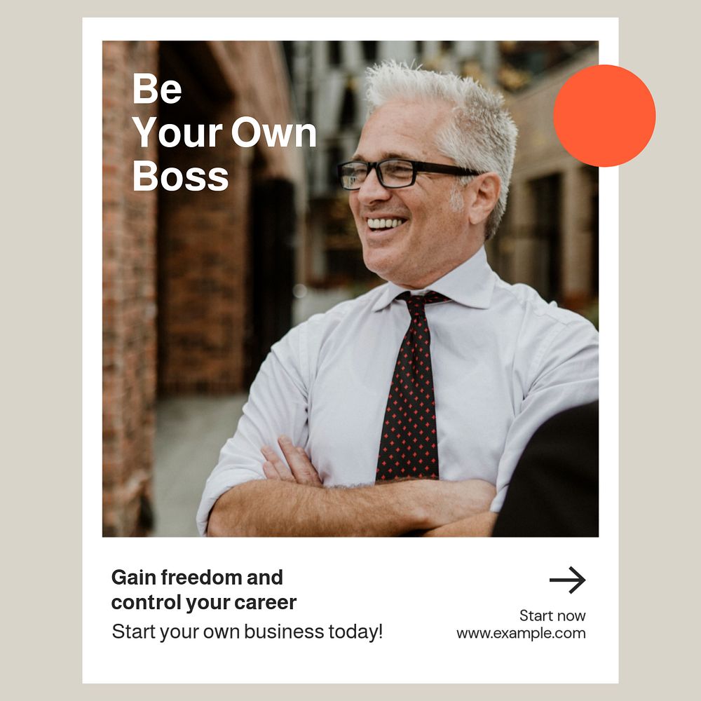 Be your own boss Instagram post template, editable text