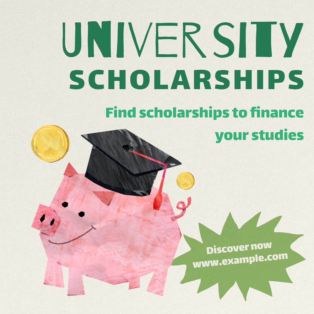 University scholarship Instagram post template, editable text